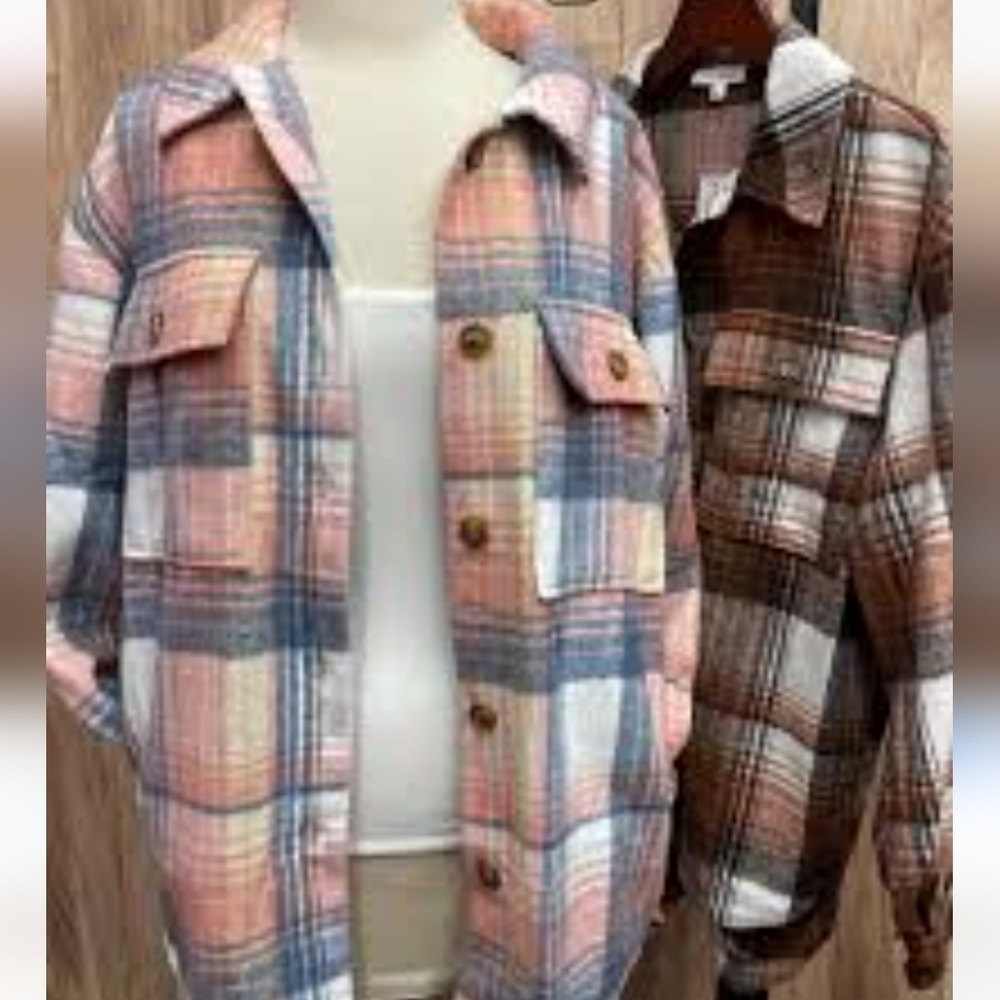 Fornia Blue & Pink‎ Plaid Long Sleeve Sz. XS (XL?) Shacket